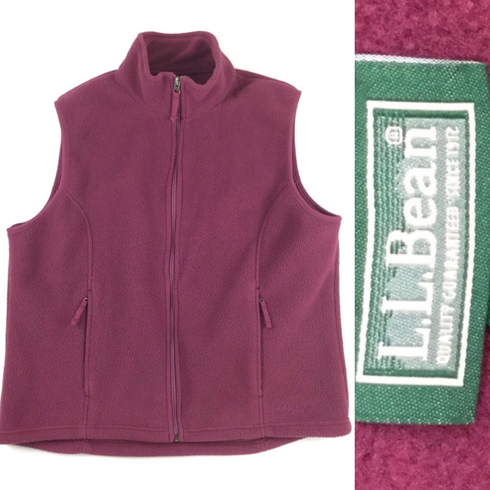 L.L. BEAN Women’s Fleece Zip Up Vest Berry Sz Large